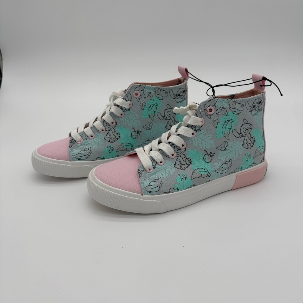 Disney Stitch High-Top Sneakers with Pink and Green Design